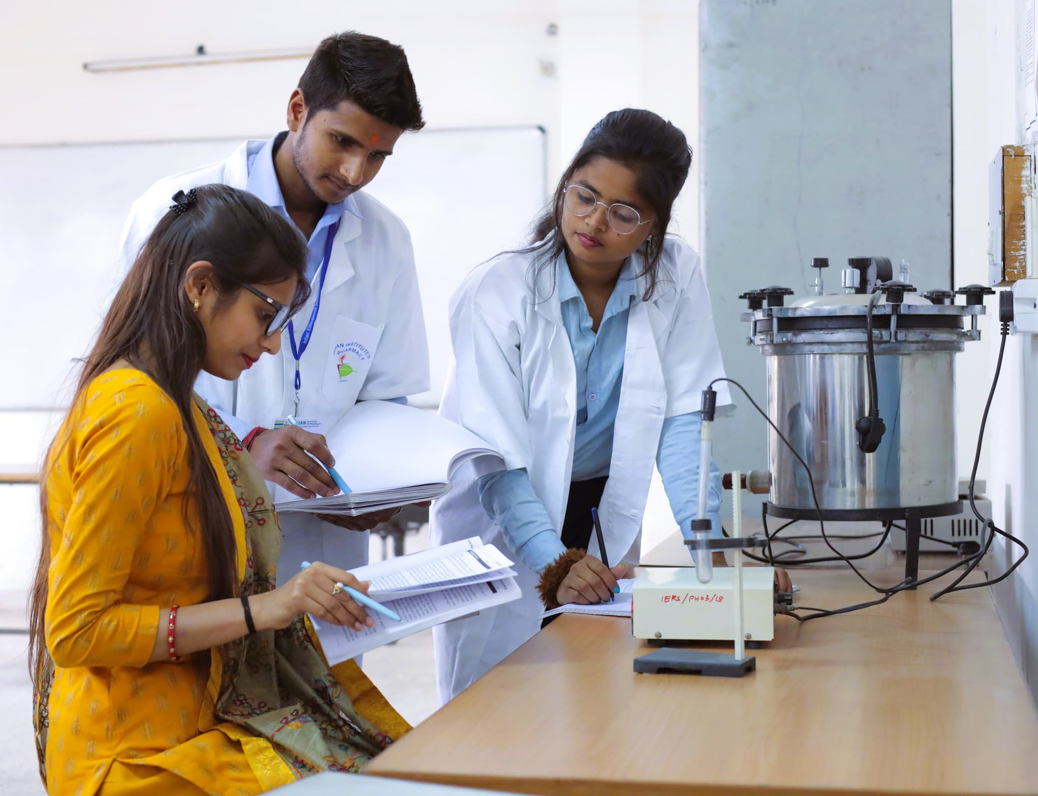 Students conducting chemical experiments