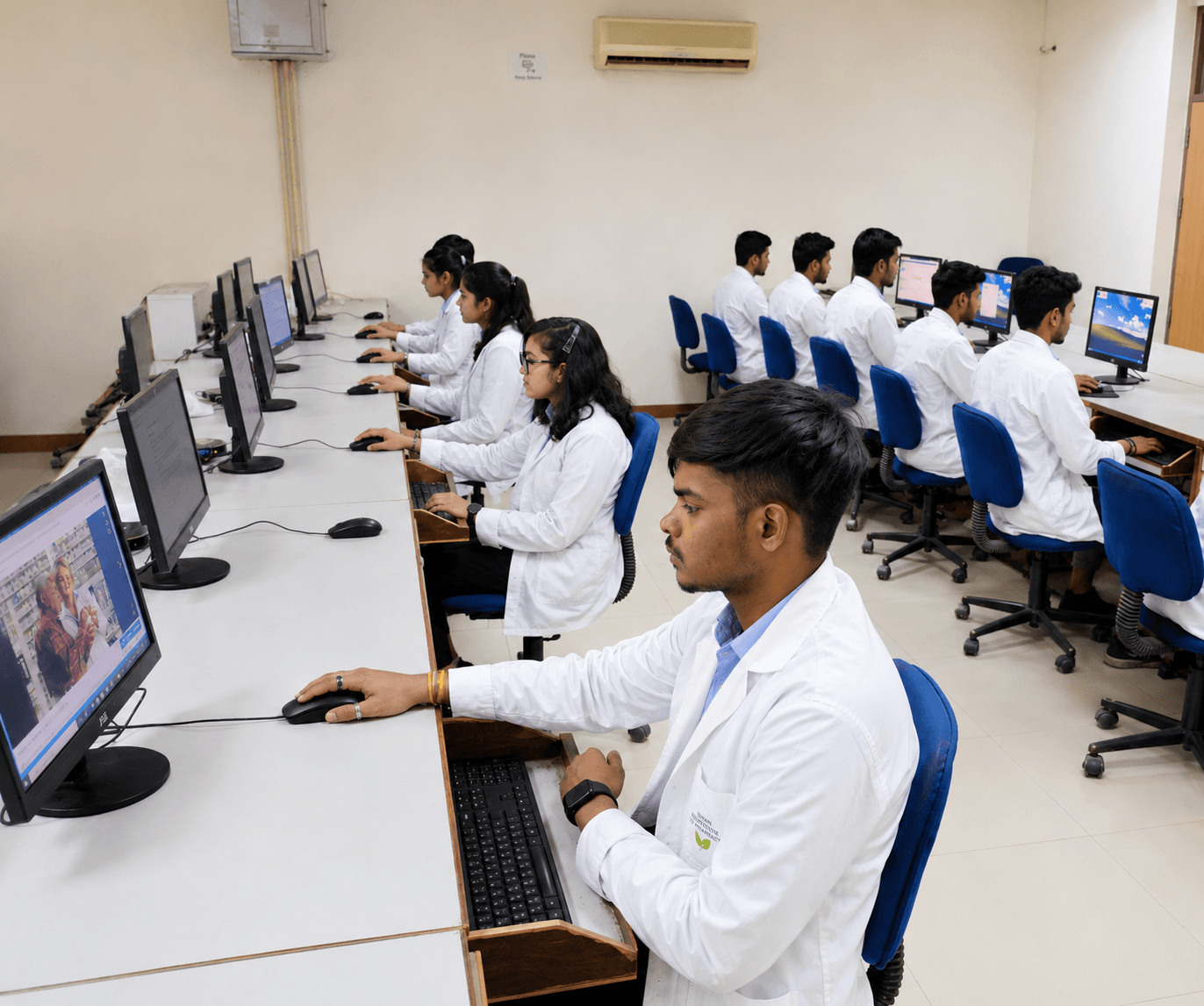 Students at computer workstations